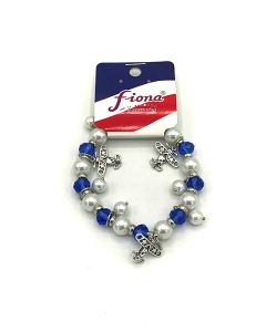 Blue Plane Glass Beaded Stretch Bracelet