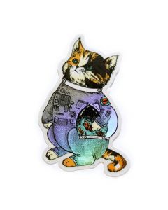 Space Cat Astronaut Holographic Sticker